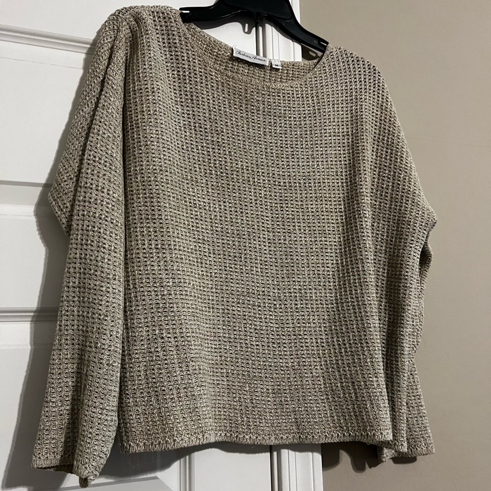 Beige Textured Knit Sweater